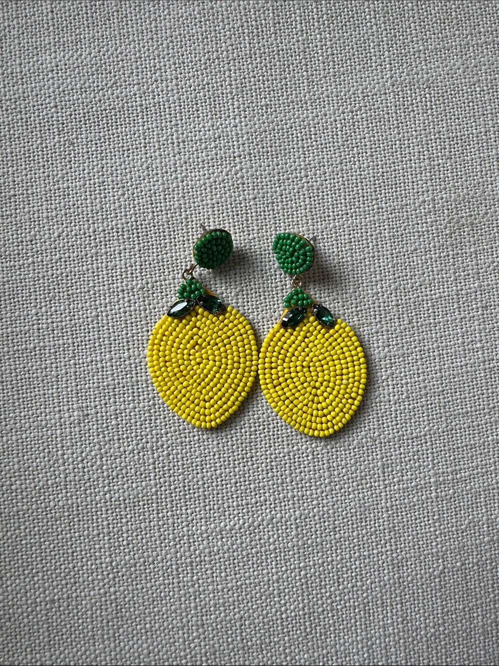 Yellow and Green Beaded Lemon Drop Earrings